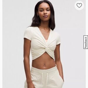 Lululemon Black Modal-Silk Twist-Front Cropped T-Shirt